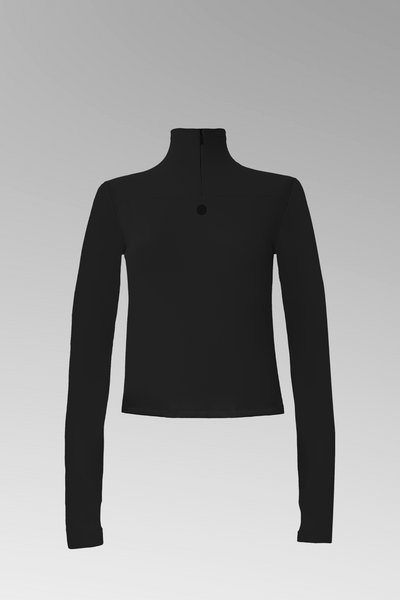 Black Long Sleeve 1/2 Zip Top