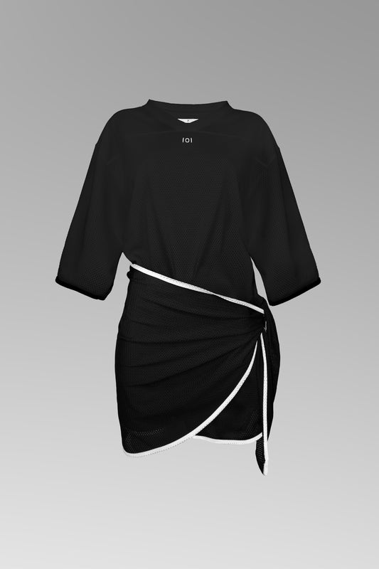 Black Mesh Sarong Dress