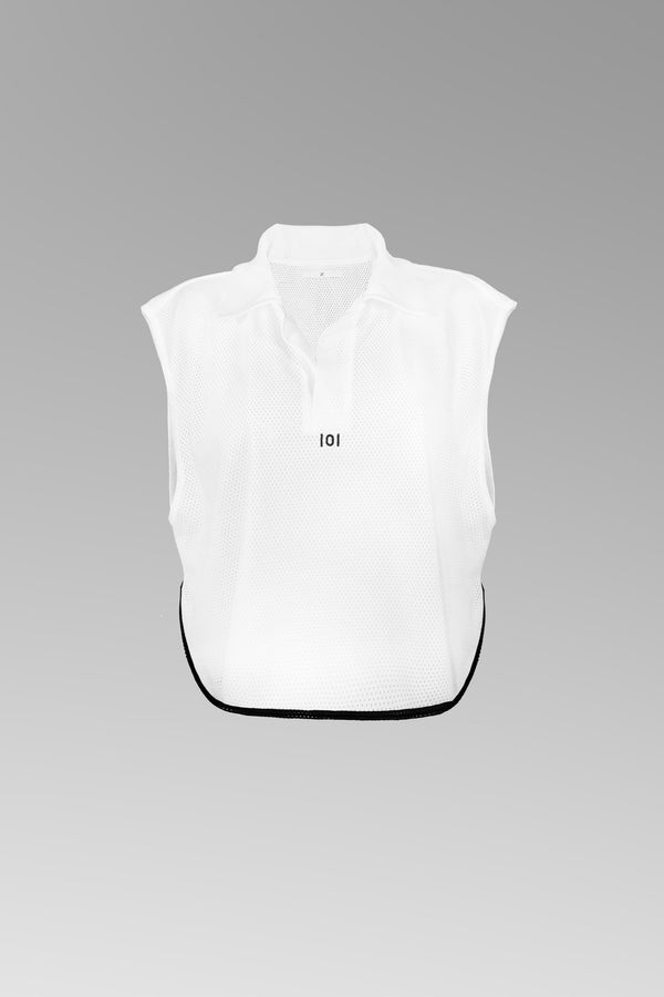 White Mesh Sleeveless Rugby
