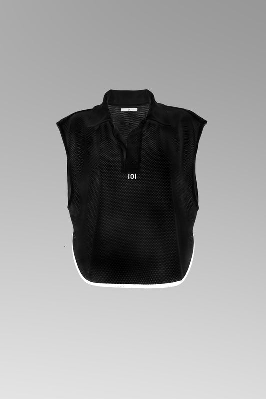 Black Mesh Sleeveless Rugby